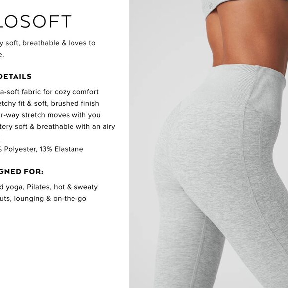 ALO Yoga High-Waist - Alosoft Lounge Legging Athletic Heather Grey- Size Medium - Picture 2 of 6